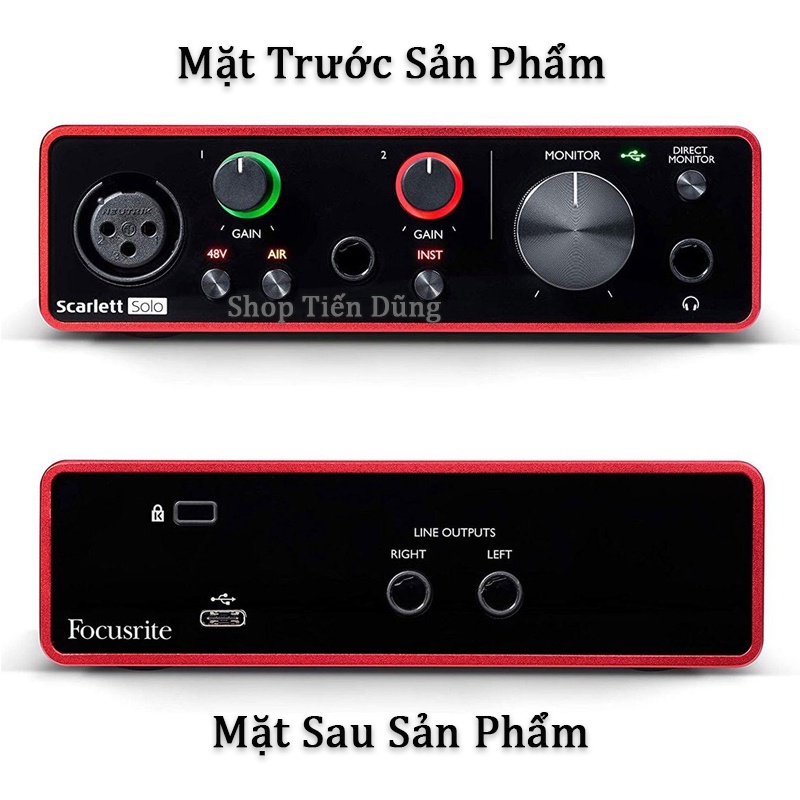 Sound Card Focusrite Scarlett Solo Gen 3 Hỗ Trợ Mic 48V và 5v Dòng Cao Cấp Solo USB Audio Interface Gen 3 Chính Hãng