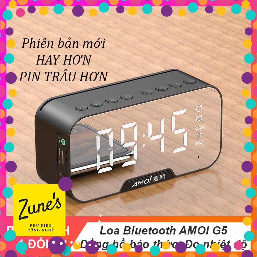 Loa bluetooth AMOI G15 nghe đài FM kiêm đồng hồ báo thức đèn ngủ màn hình soi gương