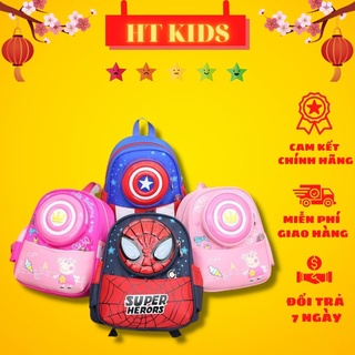 Balo cho bé trai, bé gái, balo siêu nhân, người nhện, caption, peppa cho bé từ 1-6 tuổi đi học,đi chơi ht kids 2022