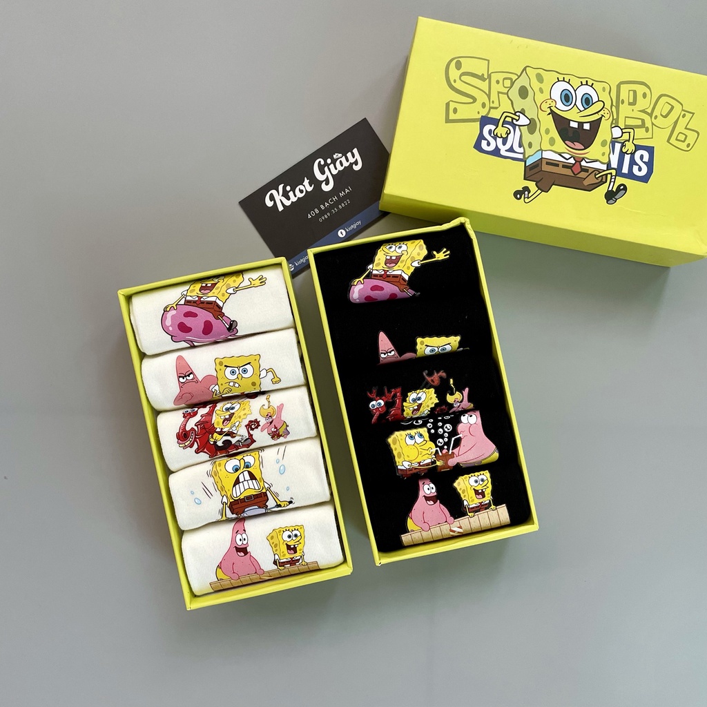 Set Tất KAWS, SIMPSONS, MICKEY thấp cổ - Hộp 5 đôi Tất vớ hoạt hình ngắn cổ unisex