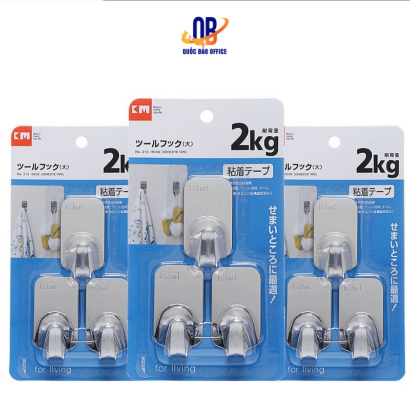 Móc dán tường inox các loại - Móc dán tường chịu lực 2 kg No.213 - 3 chiếc/ vỉ