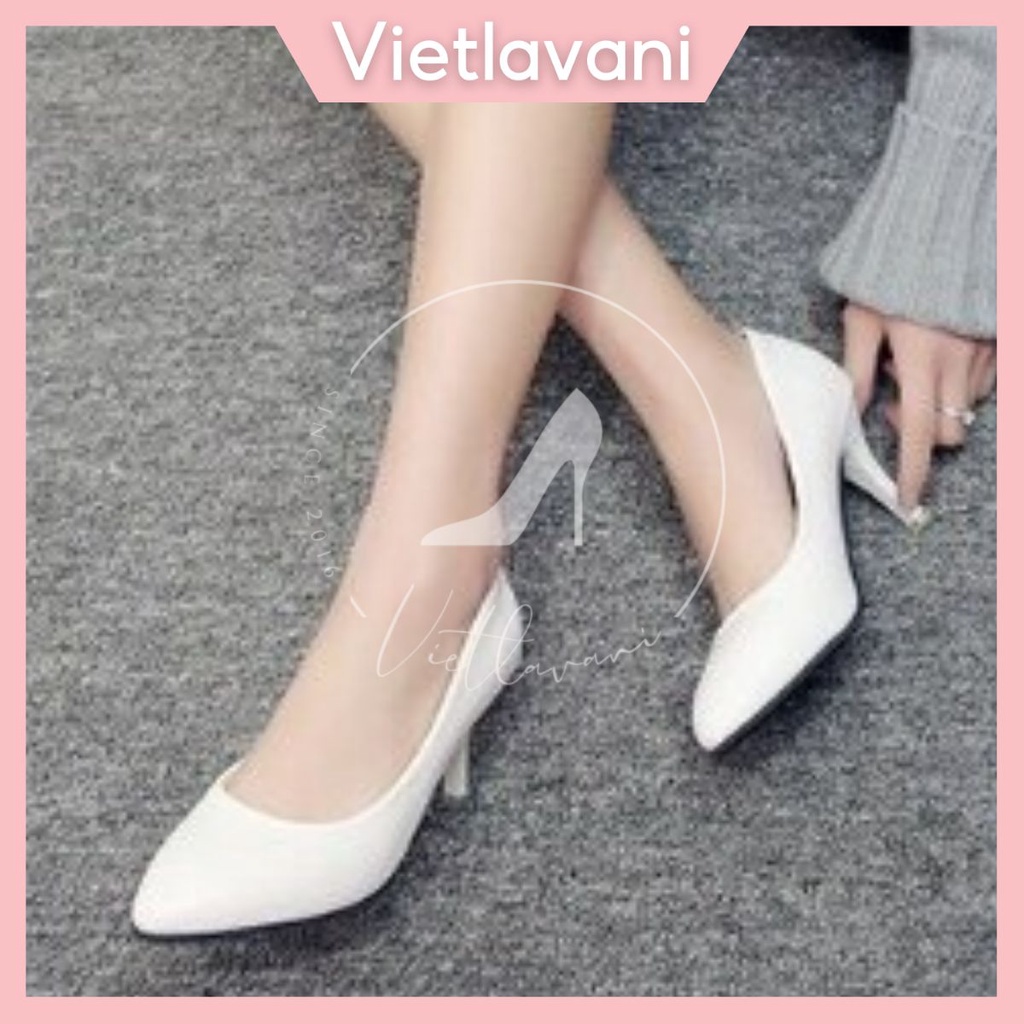Giày Nữ cao gót 5 phân hàng VNXK Ôm Chân Sang Chảnh (GÓT NHỌN ) màu Đen và Kem mã XKC1