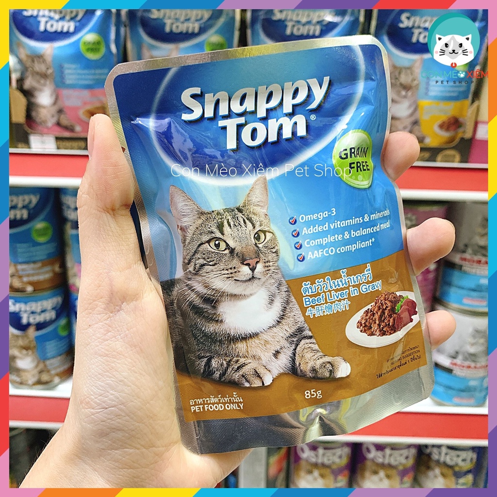 Pate cho mèo lớn Snappy tom gói 85g, thức ăn ướt tăng cân mèo trưởng thành Con Mèo Xiêm Shop