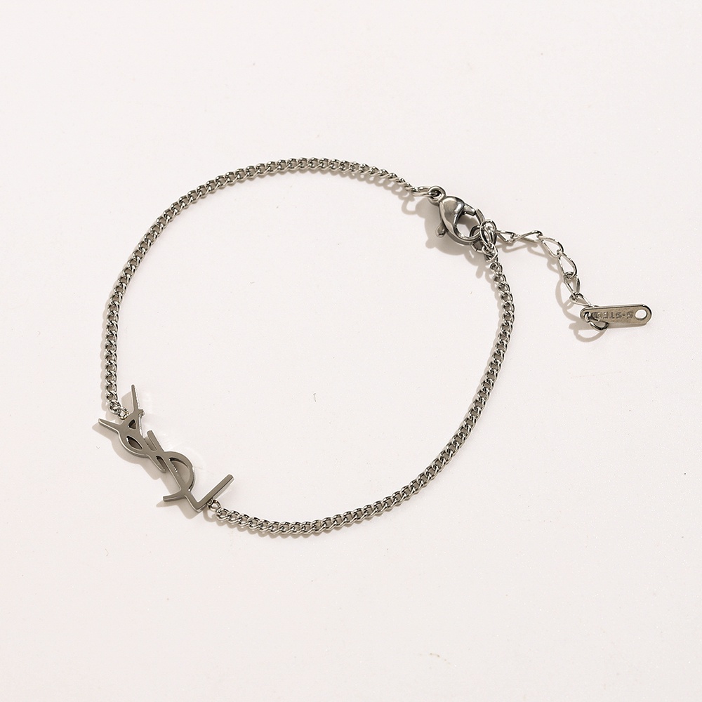 Vòng Tay Thép Titan Mặt Chữ YSL Sang Trọng