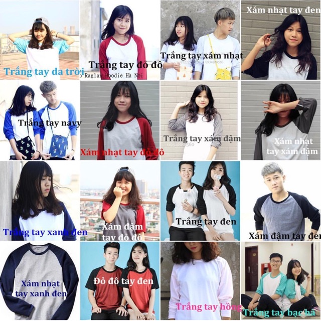Combo 10 áo raglan dài tay