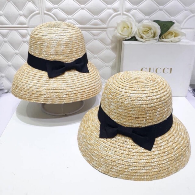 Mũ cói lồng đèn size mini nơ tiểu thư