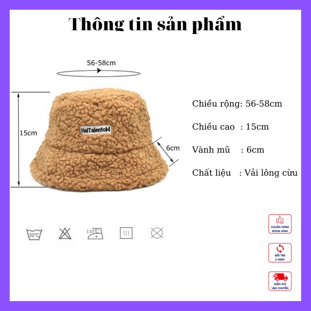 Mũ len bucket lông cừu phong cách Hàn Quốc Shinosha M001