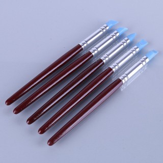 5 Pcs/set Soft Silicone Pottery Clay Tool Pen Wood Handle Sculpture Rubber