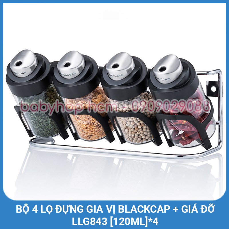 Lọ đựng gia vị 4P Lock&Lock Black Cap LLG843 [120ML]*4