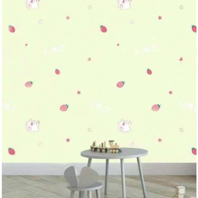 Decal giấy dán tường DÂU TÂY VÀNG KEM MỚI khổ 45cm keo sẵn
