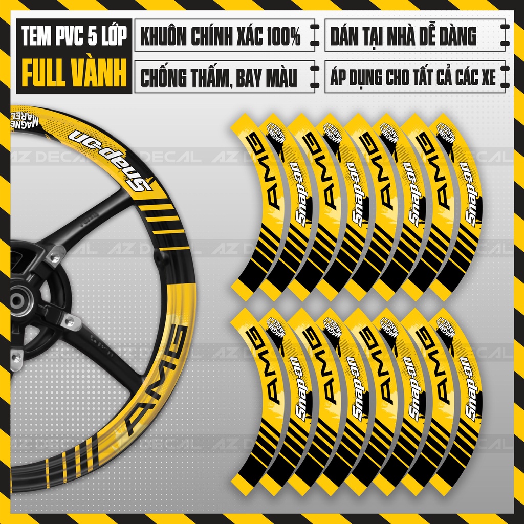 Tem Vành Xe Máy Thiết Kế AMG Snap On | FullV24 | Team Decal Dán Bánh Xe Exciter AB AirBlade Winner Sirius Raider ...