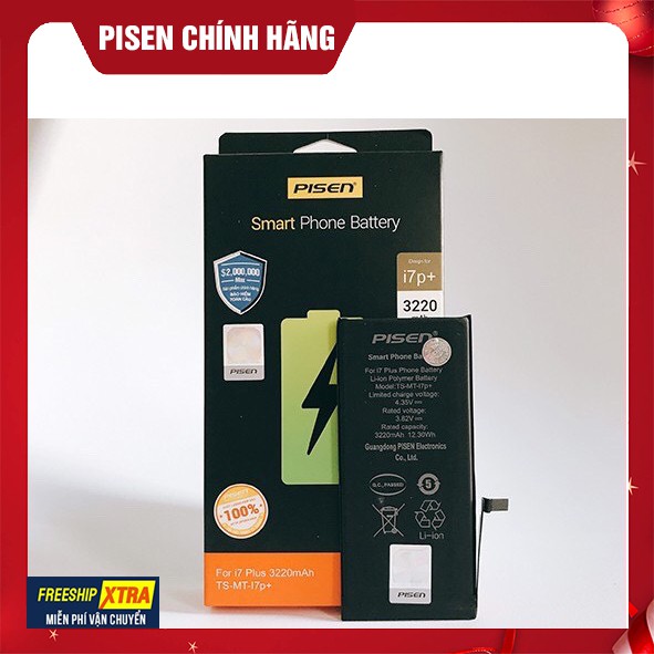 Pin Pisen iPhone 7 Plus Dung Lượng Cao 3220ma - Hàng Chính Hãng