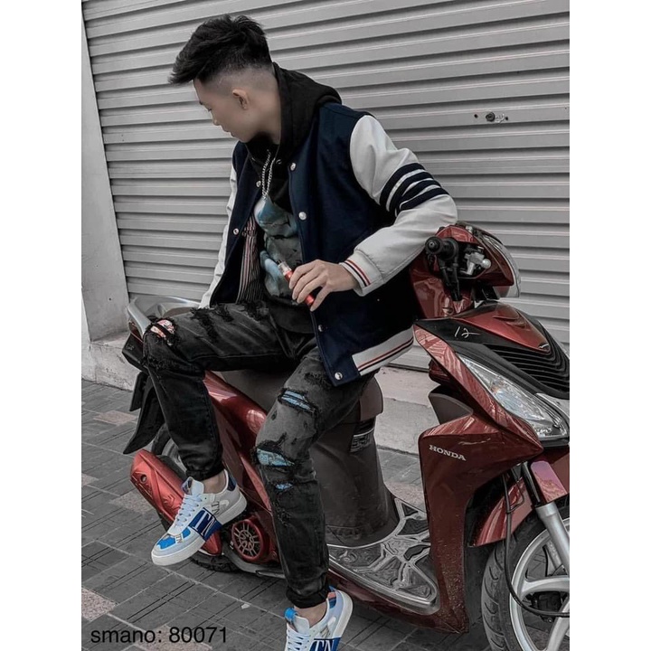 Áo khoác Bomber Nam Nữ Kẻ 3 Sọc Tay Teddy Nỉ bông