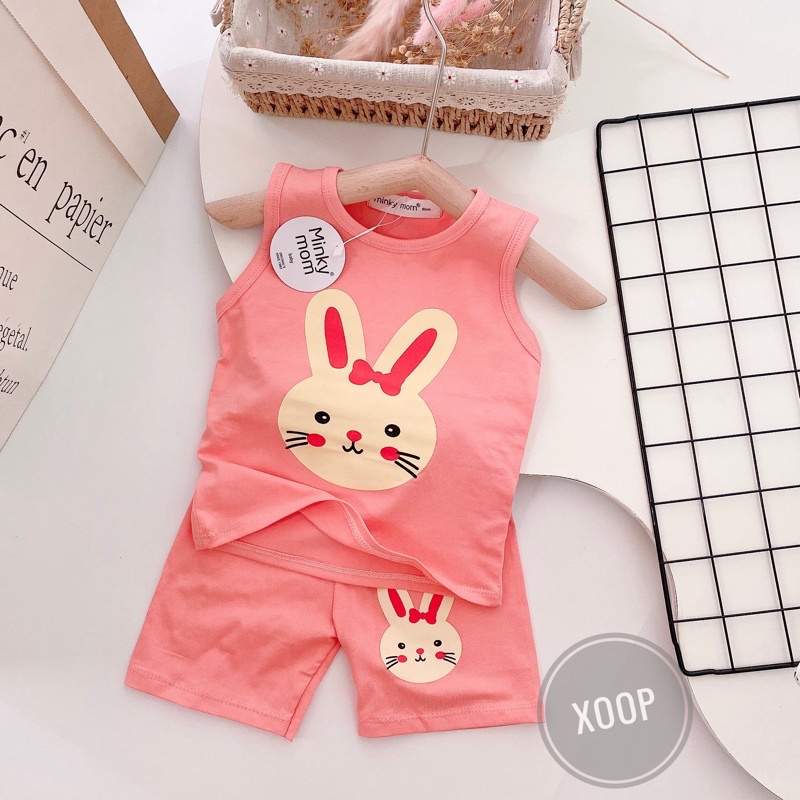 Sale !!! Bộ Ba Lỗ Cotton 100% Hàng Minky  Mom Họa Tiết Lợn-Cam Cho Bé (Size từ 8-18kg) (1471) Shop Phúc YẾn