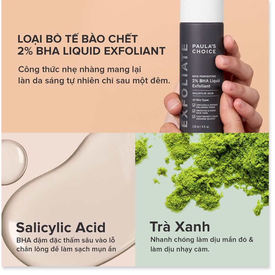 [Mã giảm giá mỹ phẩm chính hãng] [Chính Hãng] Dung Dịch Loại Bỏ Tế Bào Chết - Paula's Choice Skin Perfecting 2% BHA Liqu