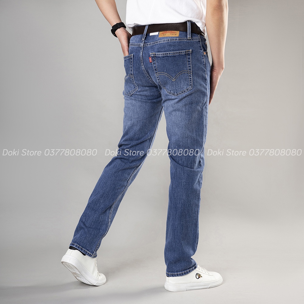 Quần Jean Nam Cao Cấp Xanh Dương, Quần Bò Nam Dáng Ôm Nhẹ Chất Vải Co Giãn Thoải Mái, DOKI DK-02