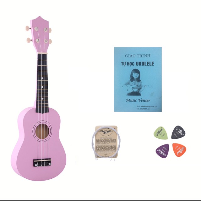 Đàn Ukulele 21&quot; Màu Hồng trơn Hemei