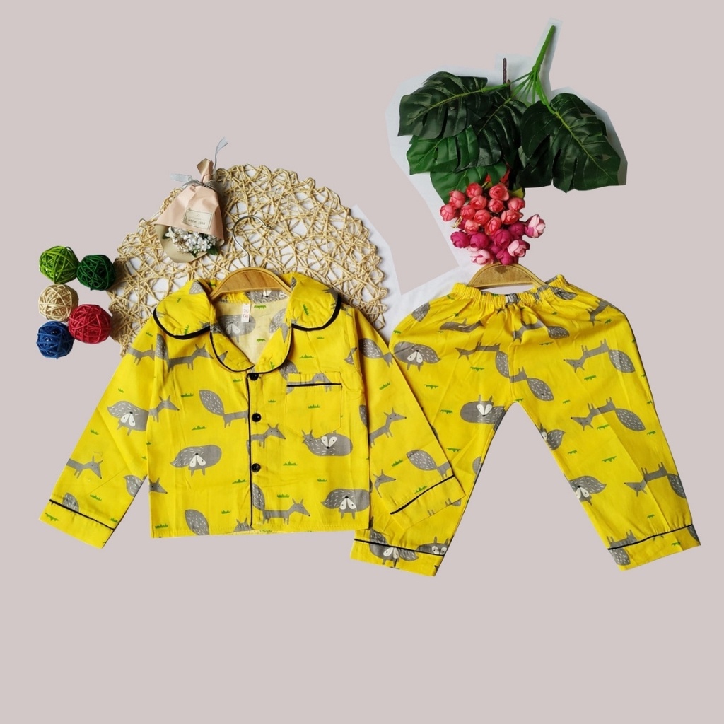 Bộ Pijama dài tay họa tiết dễ thương cho bé trai bé gái