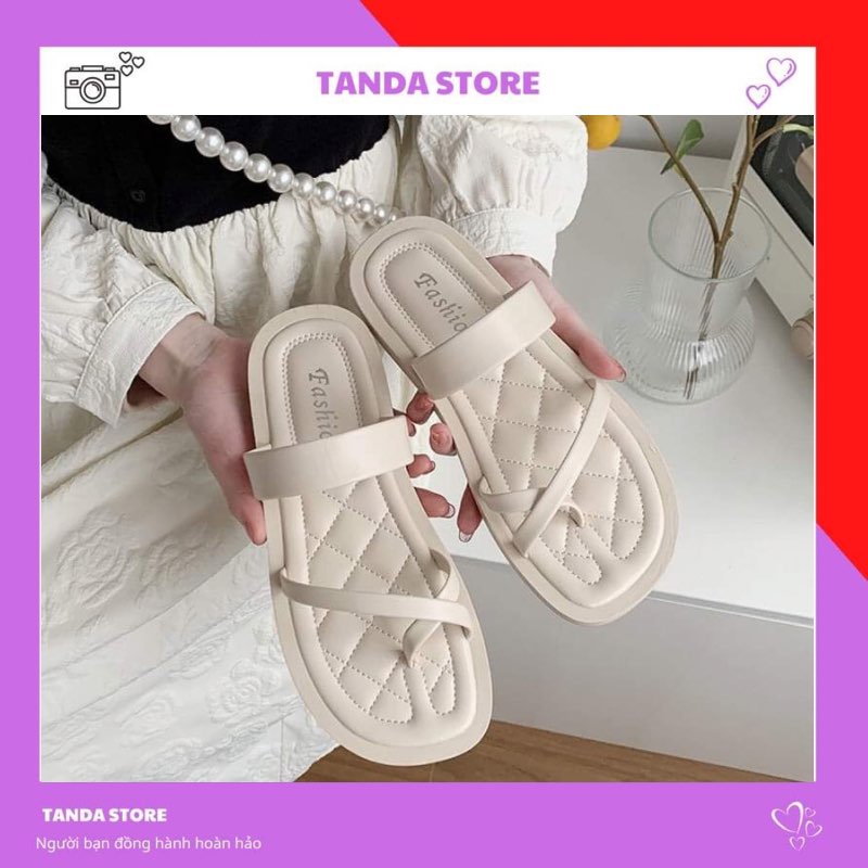 Dép nữ sandal xỏ ngón quai chéo đi biển  TANDA XN001