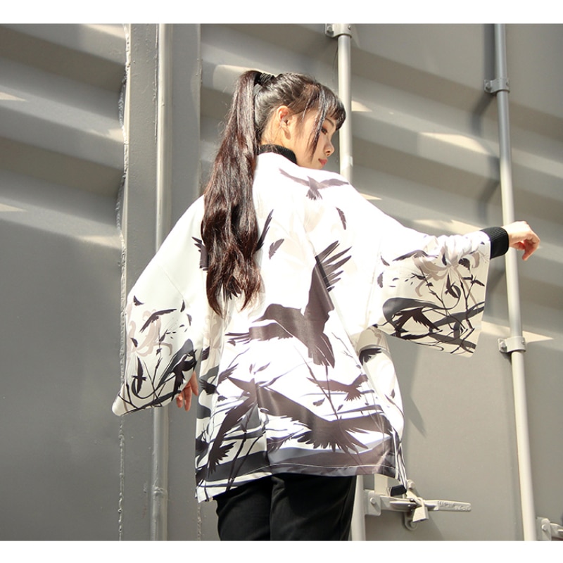 Áo Khoác Kimono Màu Trắng Dáng Rộng Phong Cách Nhật Bản Thời Trang Mùa Hè Mới Cho Nam Và Nữ Yukata 2021