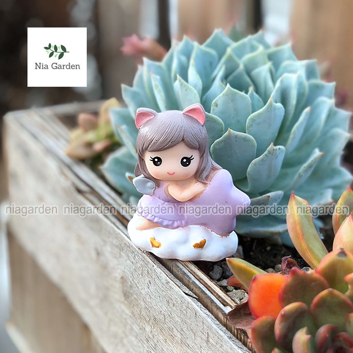 Trang trí tiểu cảnh chậu cây vườn terrarium bể cá bàn học taplo mô hình mini Nia Garden N5