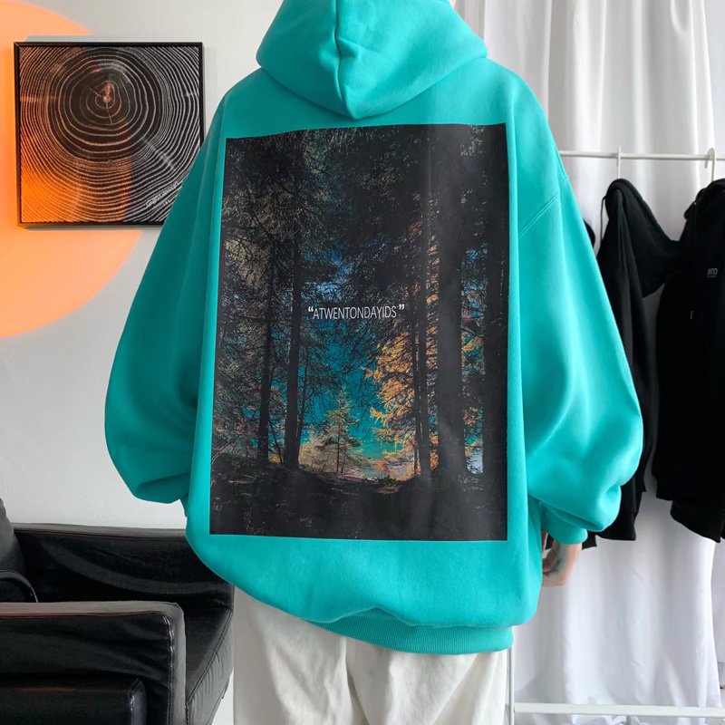 Áo Hoodie Trơn Basic Xám Chì Ulzzang Bức tranh sơn dầu trở lại Unisex Form Rộng (Ảnh thật)