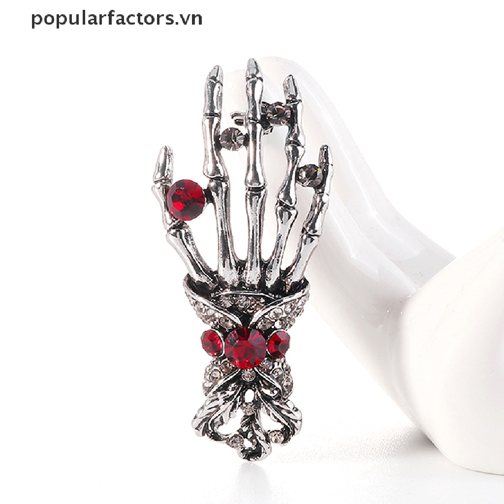 Ghim Cài Áo Hình Đầu Lâu / Bàn Tay Đính Đá Phong Cách Punk Hip Hop