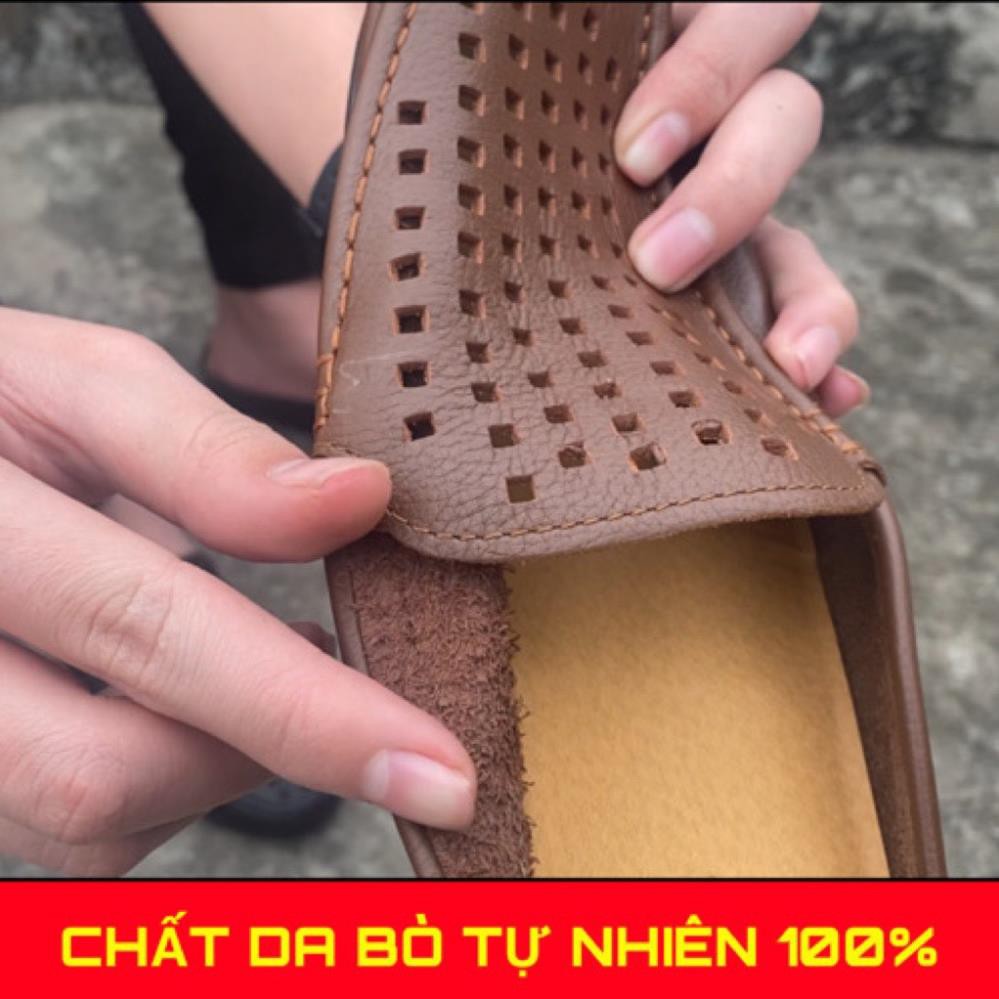 Giày sục nam cao cấp - da bò - đế cao su - đục lỗ thoáng khí GS186 -b11