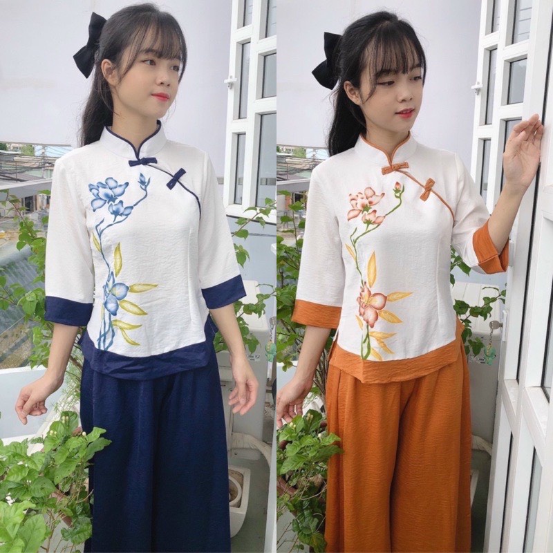 Đồ Lam Đi Chùa #Tàu Lụa Quần Váy# Quần Áo Nữ