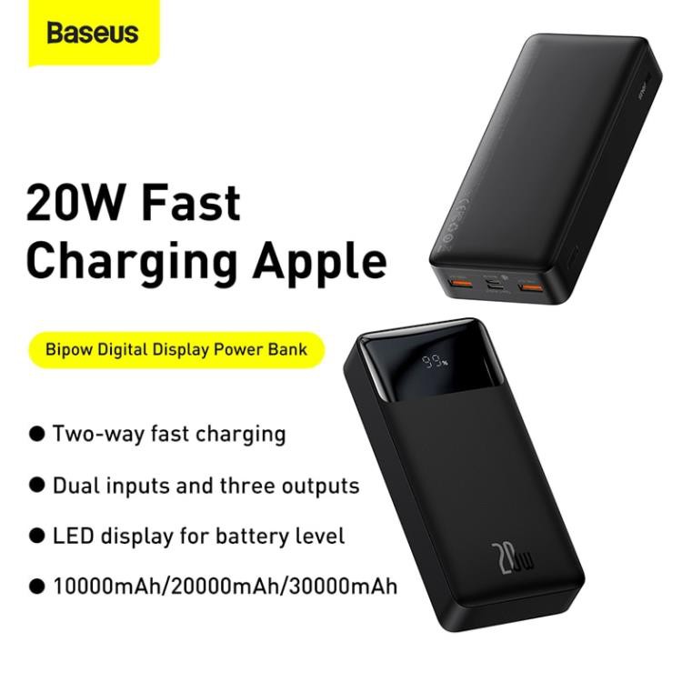 Sạc dự phòng Baseus sạc nhanh cầm tay PD 20W 30000mAh pin 20W / 15W cho Iphone