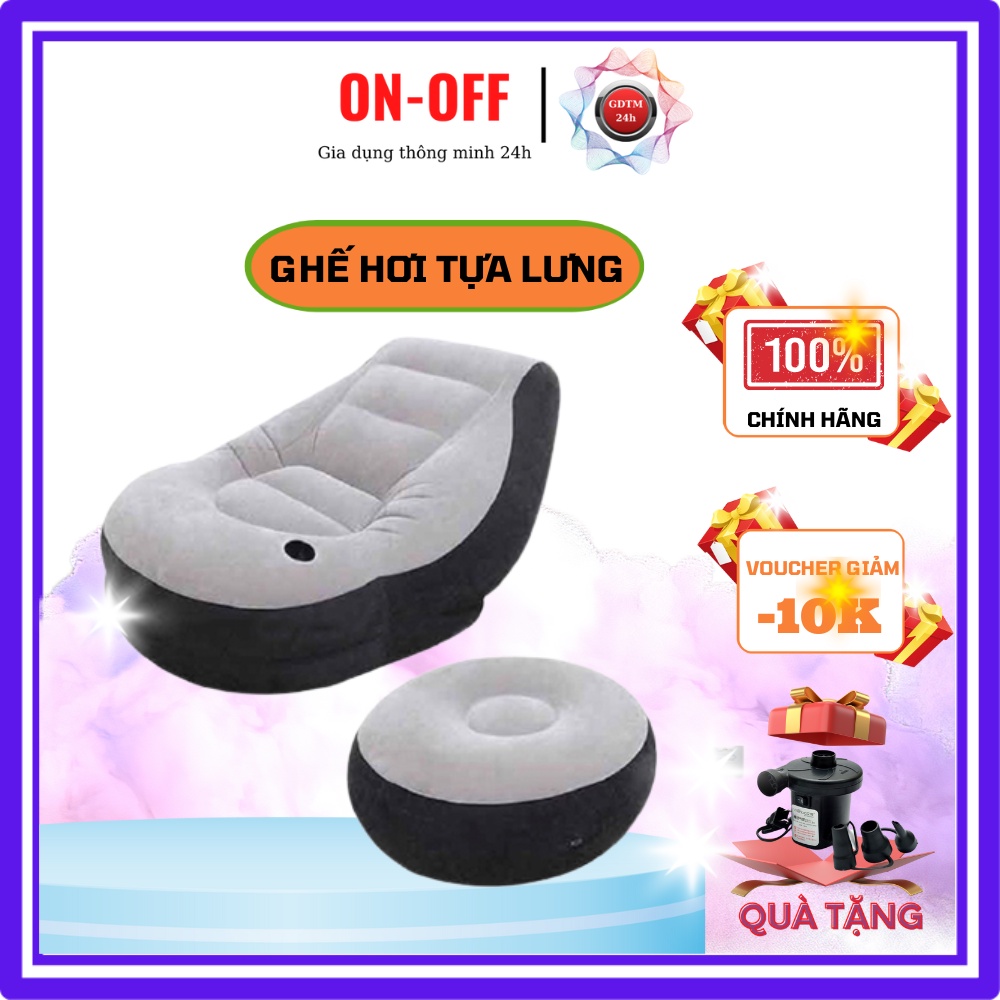 Ghế hơi tựa lưng,đệm hơi phủ nhung cao cấp tặng kèm bơm