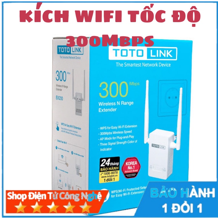 Kích wifi Totolink EX200- chuẩn tốc độ  300Mbps- hàng chính hãng