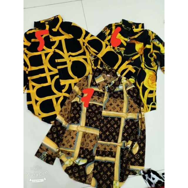 Áo sơ mi lụa họa tiết da báo, mắt xích  được chọn mẫu inb