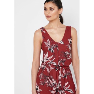 Jumpsuit Short Rayon MNG Họa Tiết Đỏ Đô - 0974