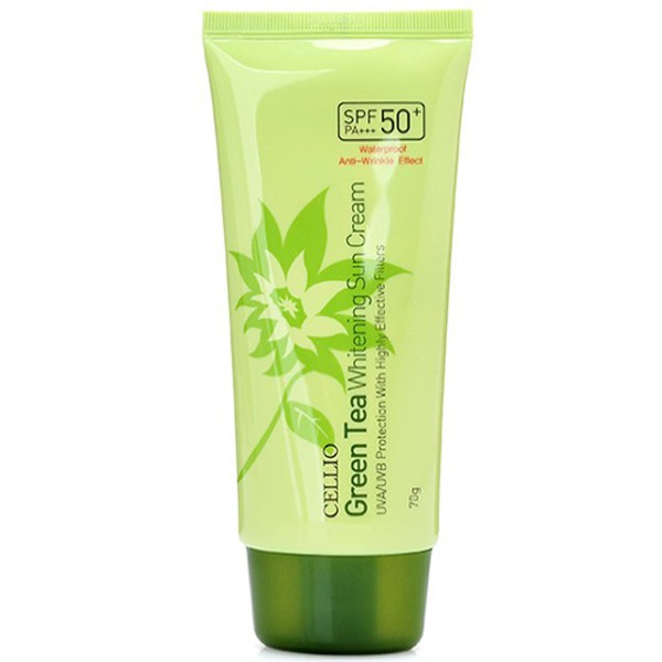 Kem chống nắng Cellio Green Tea Whitening Sun Cream SPF50+ PA+++  70ml