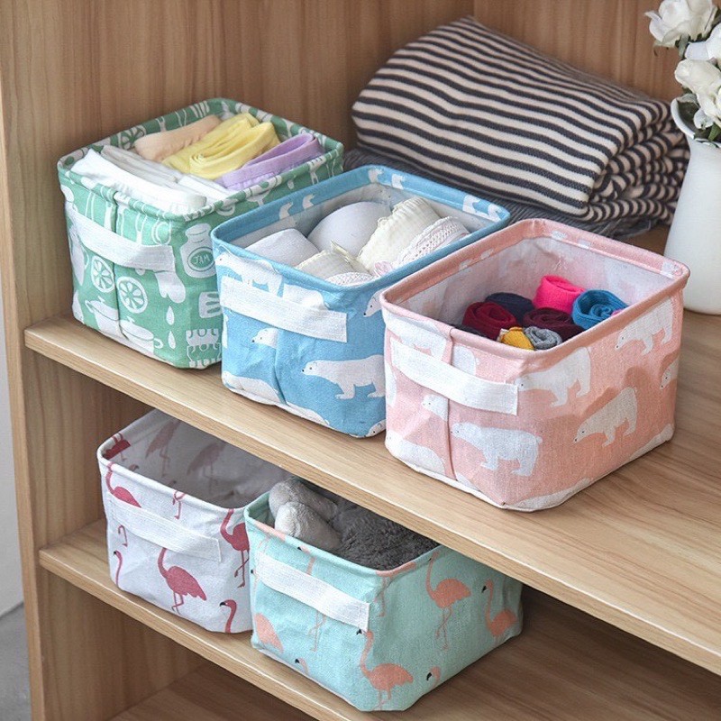 Combo 1-3 Giỏ Đựng Đồ CANVAS Gấp Gọn Tiện Lợi sz 20,5*13,5*16,5cm