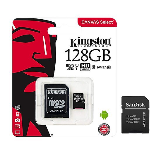 Thẻ Nhớ 128GB MicroSD Kingston Class 10 (Kèm Adapter) - Bảo hành 5 năm