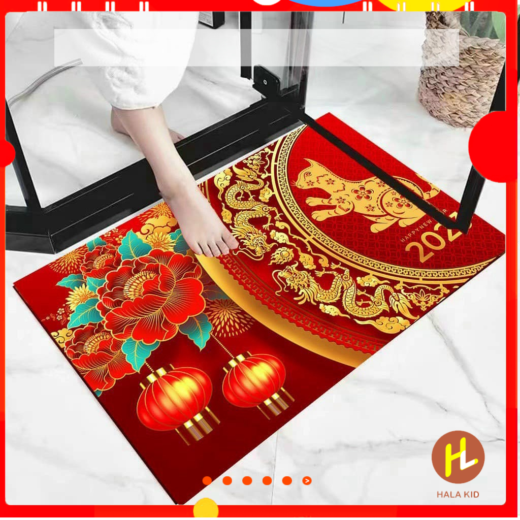 Thảm lau chân tết 3D sắc đỏ Quý Mão 2023- 40x60cm