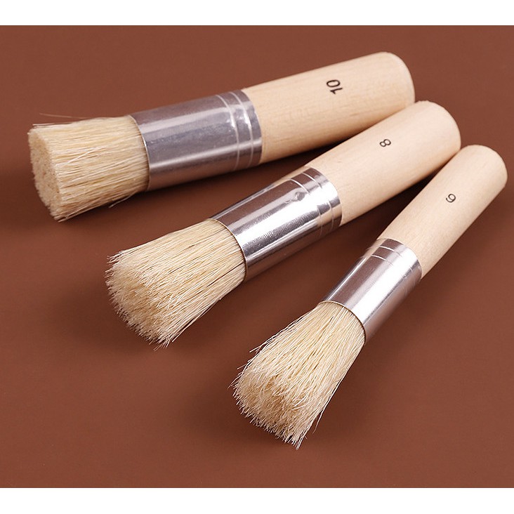 Bộ cọ vẽ đầu tròn lông lợn, cọ vẽ Stencil Brushes set 3 cây Mont Marte