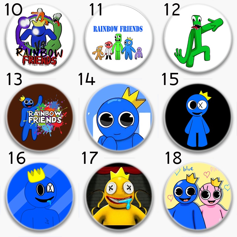 Huy Hiệu hình Rainbow friends Red green purple blue yellow