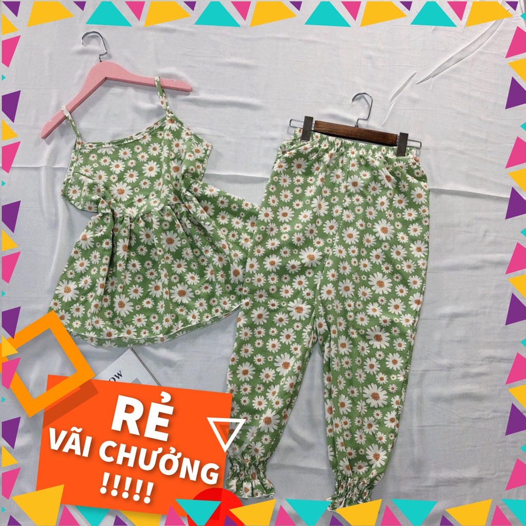 Sale 16S33B1 Set bộ hoa cúc 2 dây, vải xịn đẹp mát, bận đi đâu cũng đươc Sale