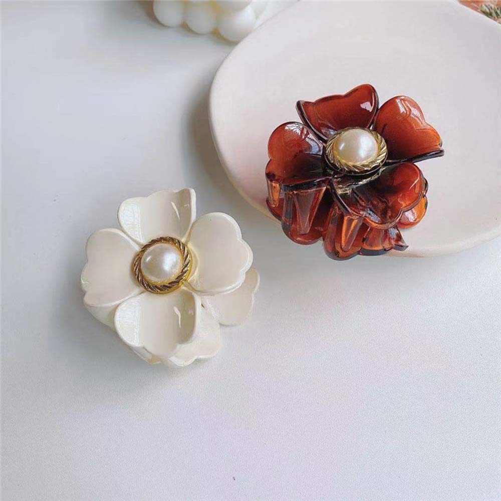Kẹp Tóc Nhựa Đính Hoa Và Ngọc Trai Nhân Tạo Nhiều Màu Thời Trang Cho Nữ 2life