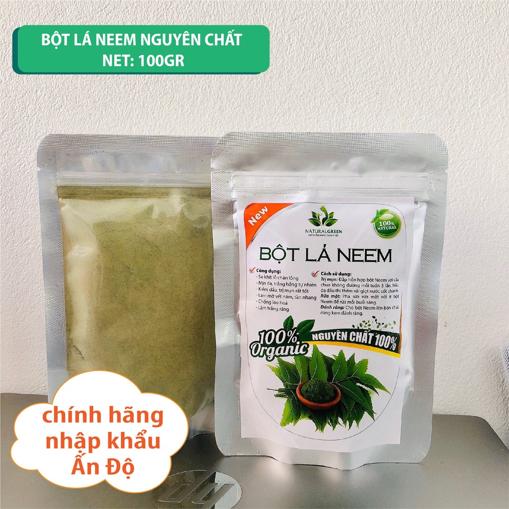 Bột lá neem đắp mặt làm sạch da mụn, giảm gàu, trắng răng