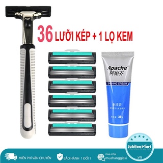 HỎA TỐC 2H - Set cạo râu 2 lưỡi + 36 lưỡi dao thay thế + tuýp kem cạo râu. Lưỡi dao sắc bén, cạo êm