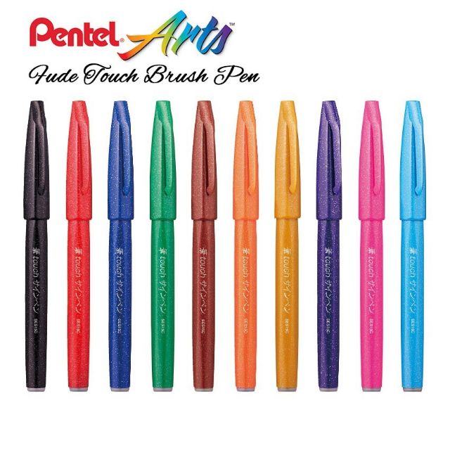 Bút viết thư pháp Pentel FUDE TOUCH BRUSH SIGN PEN SES15C nhiều màu (made in Japan)