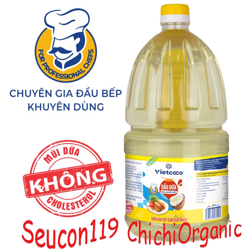[Mã GROSALE55 giảm 8% đơn 500K] Dầu Dừa Nguyên Chất Nấu Ăn Chai 2 lít / Dầu Dừa Cooking Oil Vietcoco