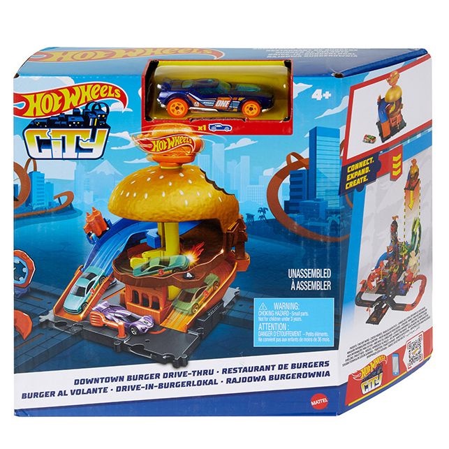 Bộ 4 Trạm Giữ Xe - Rửa Xe - Sửa Xe & Nhà Hàng Hot Wheels City
