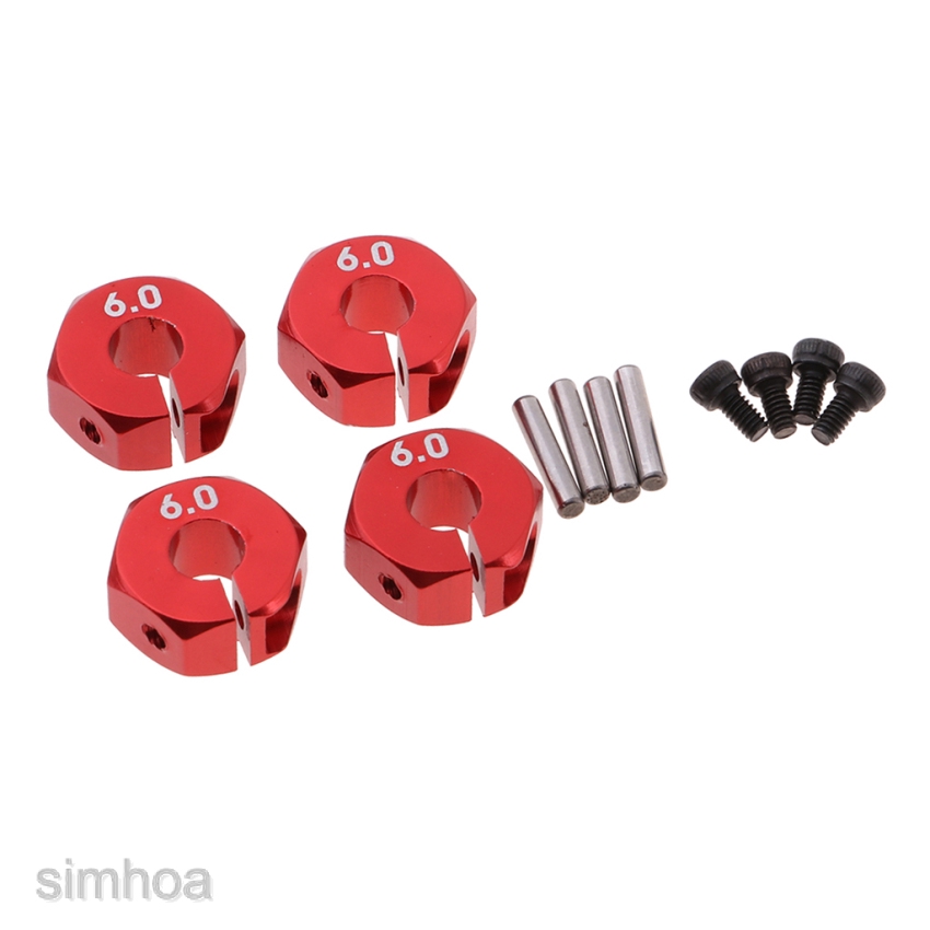 4pcs Wheel Hex Mount 12mm Hex Hub Red for 1:10 Scale RC Car Upgrade Parts