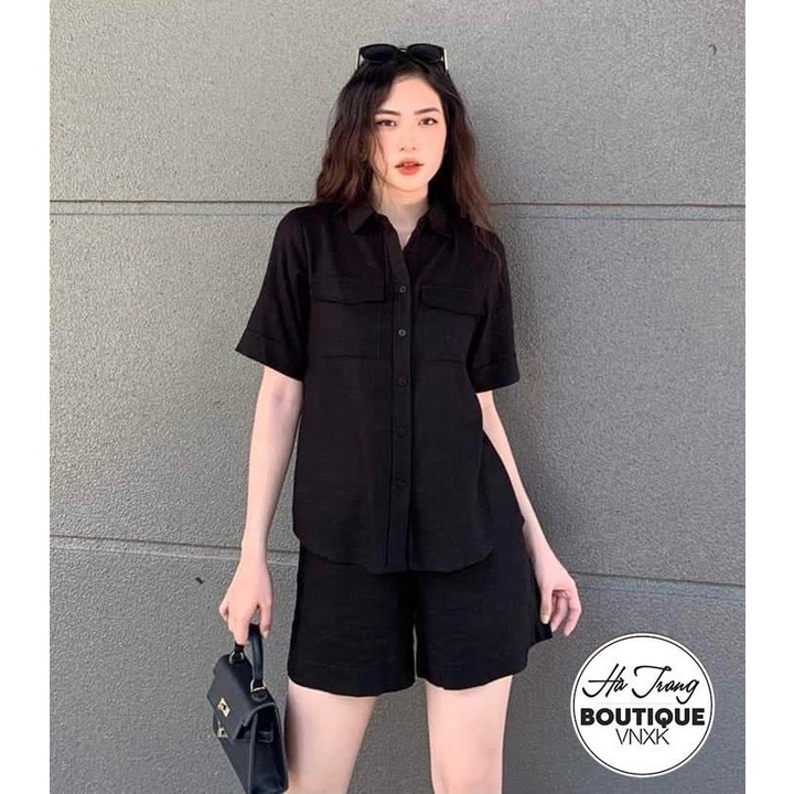 Sét đũi cộc tay hai túi,  5 màu 4 size S M L XL