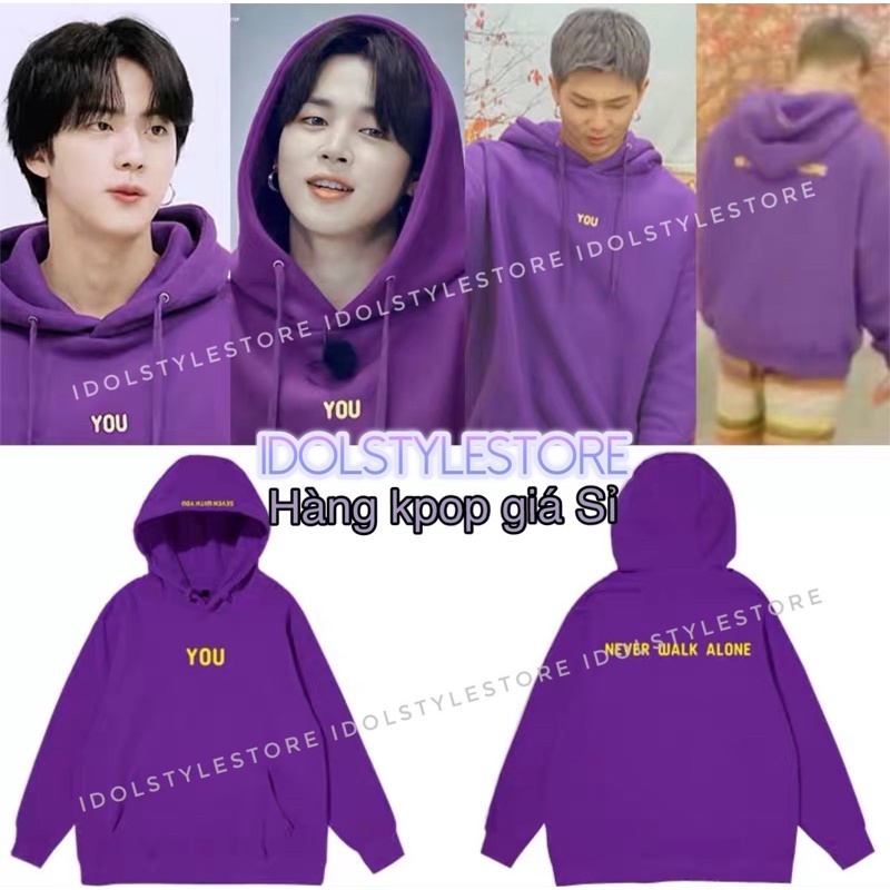 Áo nỉ mũ Tím You Never walk alone của Jimin Jin RM BTS